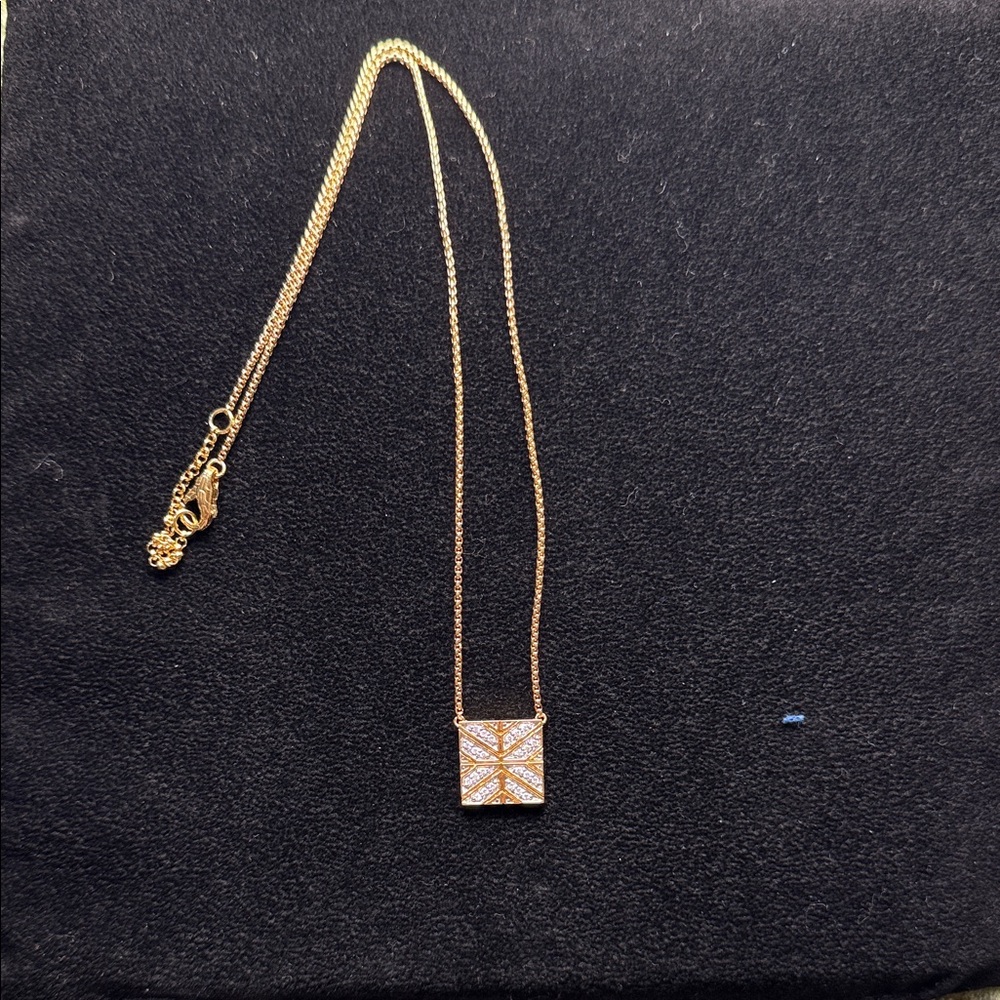 John Hardy 18k Gold Pavé Square Pendant Necklace with Diamonds